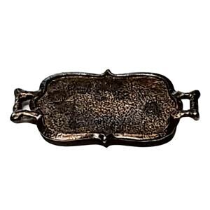 Dollhouse Silver Tone Mini Serving Tray 1.75" Taiwan Vtg